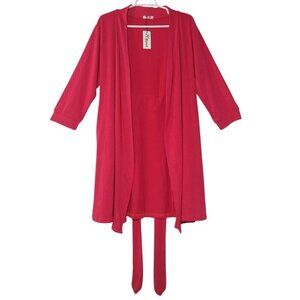 Red Hotouch Womens Open Front Cardigan With Belt & 3/4 Sleeves. NWT